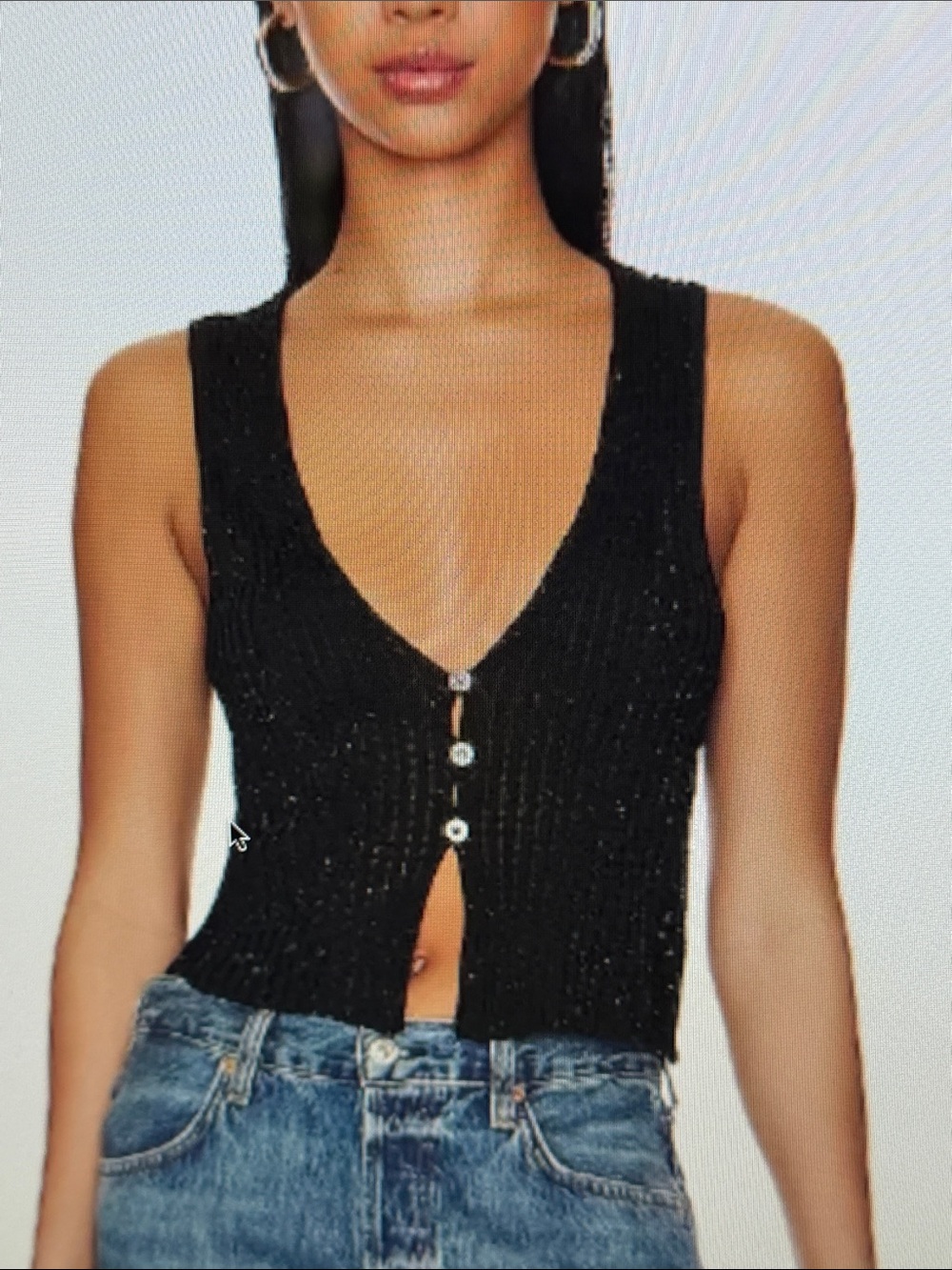Free People Seascape Vest Black Combo Top SzXS NWT